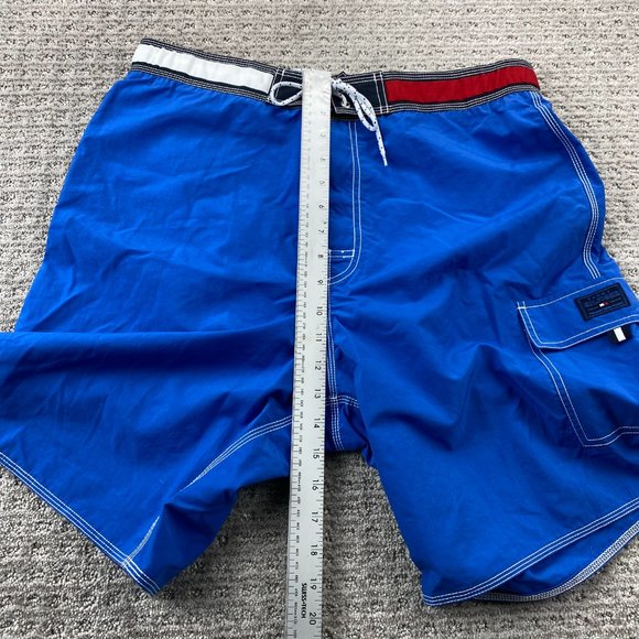 Tommy Hilfiger Swim Trunks Men Large L Blue Board Shorts Swimming Surf Y2K 2000s - Picture 13 of 15